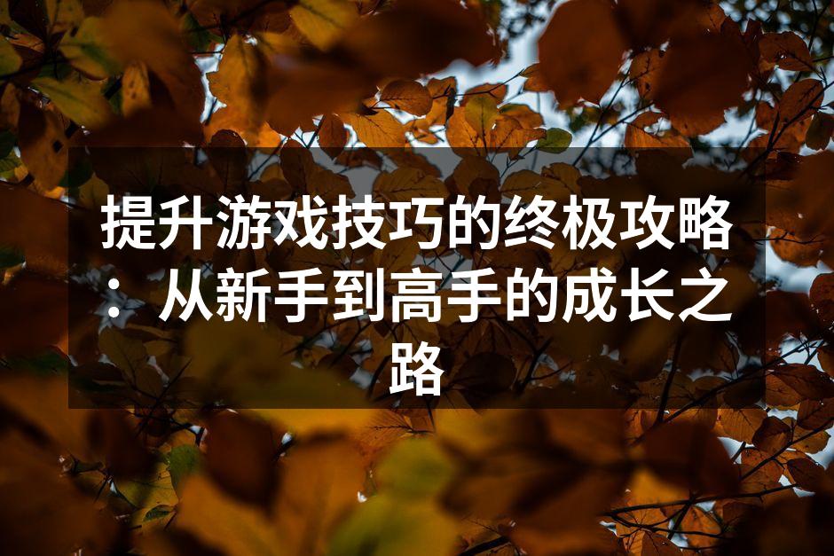 提升游戏技巧的终极攻略：从新手到高手的成长之路